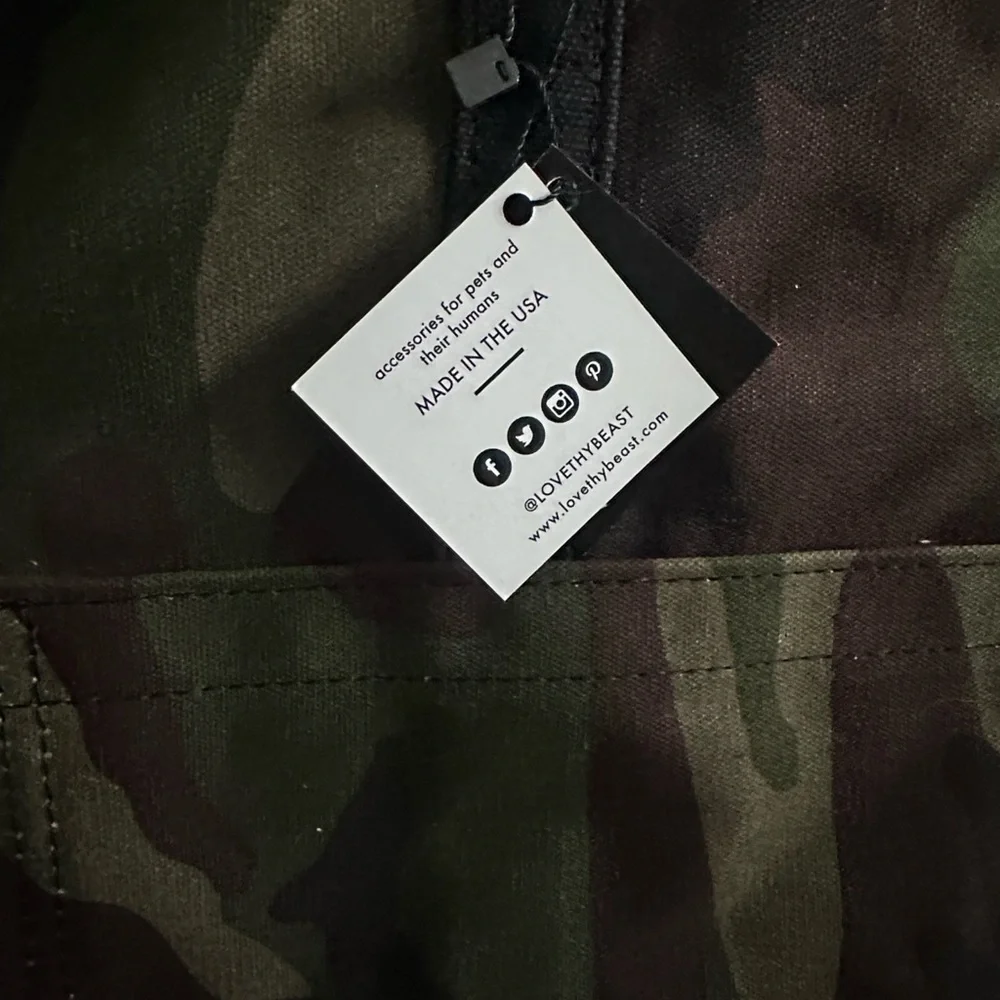 Love Thy Beast- Waxed Camouflage Canvas Pet Tote Bag